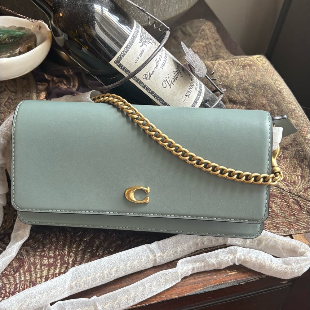 Authentic Coach 1941 Mint calf leather Magnetic snap flap /Gold Chain Crosby